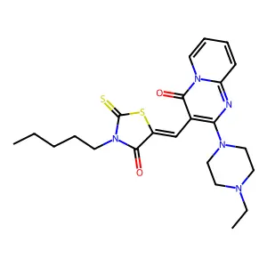 2-(4-ethylpiperazin-1-yl)-3-[(Z)-(4-oxo-3-pentyl-2-thioxo-1,3-thiazolidin-5-ylidene)methyl]-4H-pyrido[1,2-a]pyrimidin-4-one structure
