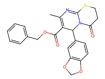 benzyl 6-(1,3-benzodioxol-5-yl)-8-methyl-4-oxo-3,4-dihydro-2H,6H-pyrimido[2,1-b][1,3]thiazine-7-carboxylate structure