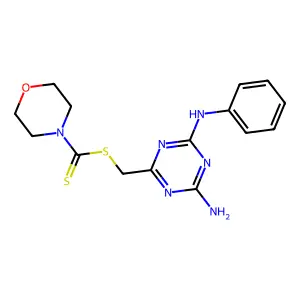(4-Amino-6-anilino-1,3,5-triazin-2-yl)methyl morpholine-4-carbodithioate structure