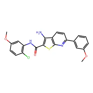 3-amino-N-(2-chloro-5-methoxyphenyl)-6-(3-methoxyphenyl)thieno[2,3-b]pyridine-2-carboxamide structure