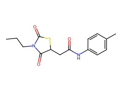 2-(2,4-Dioxo-3-propyl-thiazolidin-5-yl)-N-p-tolyl-acetamide structure