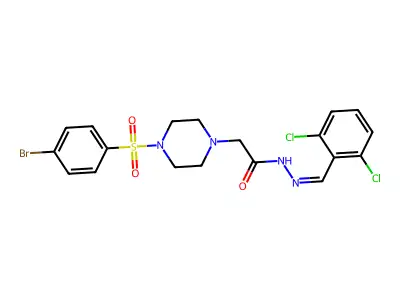 2-{4-[(4-bromophenyl)sulfonyl]piperazin-1-yl}-N'-[(E)-(2,6-dichlorophenyl)methylidene]acetohydrazide structure