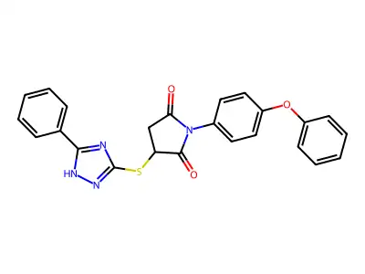 1-(4-phenoxyphenyl)-3-[(5-phenyl-4H-1,2,4-triazol-3-yl)sulfanyl]pyrrolidine-2,5-dione structure