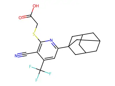 2-{[6-(1-Adamantyl)-3-cyano-4-(trifluoromethyl)-2-pyridinyl]sulfanyl}acetic acid structure