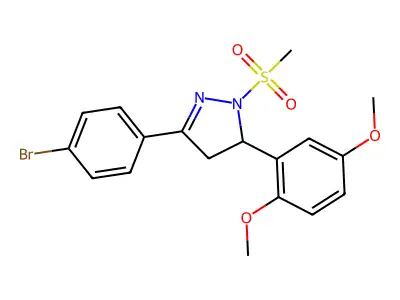 3-(4-bromophenyl)-5-(2,5-dimethoxyphenyl)-1-(methylsulfonyl)-4,5-dihydro-1H-pyrazole structure