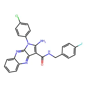 2-amino-1-(4-chlorophenyl)-N-(4-fluorobenzyl)-1H-pyrrolo[2,3-b]quinoxaline-3-carboxamide structure