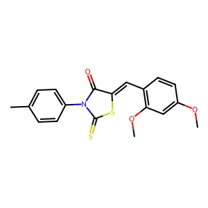 (5Z)-5-(2,4-dimethoxybenzylidene)-3-(4-methylphenyl)-2-thioxo-1,3-thiazolidin-4-one structure