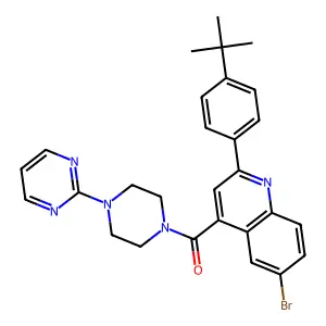 [6-bromo-2-(4-tert-butylphenyl)quinolin-4-yl]-(4-pyrimidin-2-ylpiperazin-1-yl)methanone structure