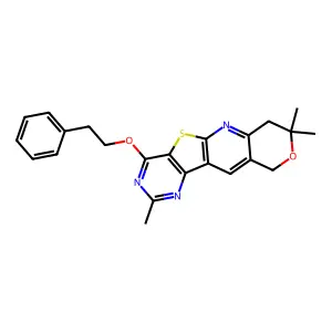 2,8,8-trimethyl-4-phenethoxy-8,10-dihydro-7H-pyrano[3'',4'':5',6']pyrido[3',2':4,5]thieno[3,2-d]pyrimidine structure