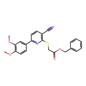 Benzyl 2-[3-cyano-6-(3,4-dimethoxyphenyl)pyridin-2-yl]sulfanylacetate structure