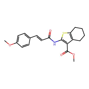 (E)-methyl 2-(3-(4-methoxyphenyl)acrylamido)-4,5,6,7-tetrahydrobenzo[b]thiophene-3-carboxylate structure