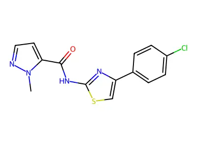N-[4-(4-chlorophenyl)-1,3-thiazol-2-yl]-1-methyl-1H-pyrazole-5-carboxamide structure