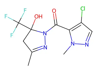 (4-chloro-1-methyl-1H-pyrazol-5-yl)[5-hydroxy-3-methyl-5-(trifluoromethyl)-4,5-dihydro-1H-pyrazol-1-yl]methanone structure