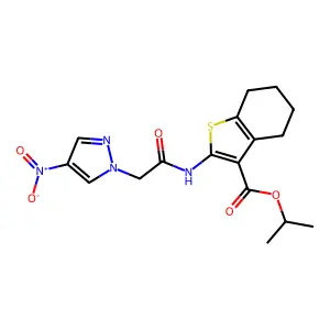 isopropyl 2-[({4-nitro-1H-pyrazol-1-yl}acetyl)amino]-4,5,6,7-tetrahydro-1-benzothiophene-3-carboxylate structure