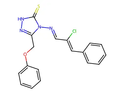 4-[(2-chloro-3-phenylprop-2-enylidene)amino]-3-(phenoxymethyl)-1H-1,2,4-triazole-5-thione structure