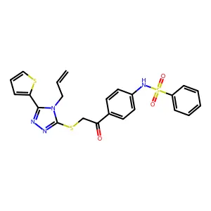 N-[4-[2-[(4-prop-2-enyl-5-thiophen-2-yl-1,2,4-triazol-3-yl)sulfanyl]acetyl]phenyl]benzenesulfonamide structure