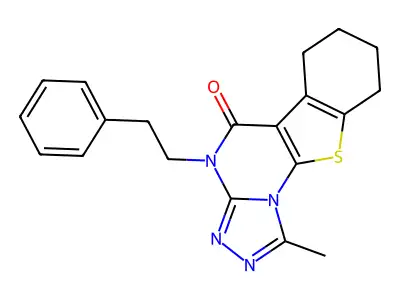 1-methyl-4-(2-phenylethyl)-6,7,8,9-tetrahydro[1]benzothieno[3,2-e][1,2,4]triazolo[4,3-a]pyrimidin-5(4H)-one structure