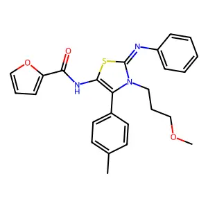 N-[(2Z)-3-(3-methoxypropyl)-4-(4-methylphenyl)-2-(phenylimino)-2,3-dihydro-1,3-thiazol-5-yl]furan-2-carboxamide structure