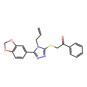 2-{[4-allyl-5-(1,3-benzodioxol-5-yl)-4H-1,2,4-triazol-3-yl]thio}-1-phenylethanone structure
