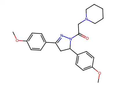 1-(3,5-bis(4-methoxyphenyl)-4,5-dihydro-1H-pyrazol-1-yl)-2-(piperidin-1-yl)ethanone structure