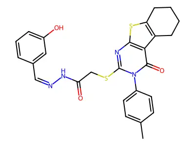 (E)-N'-(3-hydroxybenzylidene)-2-((4-oxo-3-(p-tolyl)-3,4,5,6,7,8-hexahydrobenzo[4,5]thieno[2,3-d]pyrimidin-2-yl)thio)acetohydrazide structure