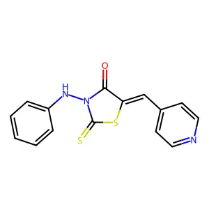 (Z)-3-(phenylamino)-5-(pyridin-4-ylmethylene)-2-thioxothiazolidin-4-one structure