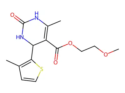 2-methoxyethyl 6-methyl-4-(3-methylthiophen-2-yl)-2-oxo-1,2,3,4-tetrahydropyrimidine-5-carboxylate structure