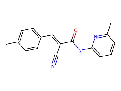 (2E)-2-cyano-3-(4-methylphenyl)-N-(6-methylpyridin-2-yl)prop-2-enamide structure