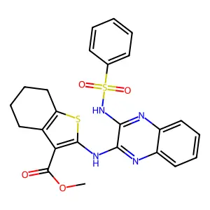methyl 2-({3-[(phenylsulfonyl)amino]quinoxalin-2-yl}amino)-4,5,6,7-tetrahydro-1-benzothiophene-3-carboxylate structure