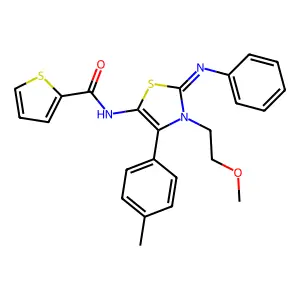 N-[(2E)-3-(2-methoxyethyl)-4-(4-methylphenyl)-2-(phenylimino)-2,3-dihydro-1,3-thiazol-5-yl]thiophene-2-carboxamide structure