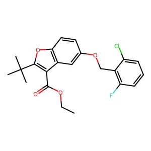 ethyl 2-tert-butyl-5-[(2-chloro-6-fluorophenyl)methoxy]-1-benzofuran-3-carboxylate structure