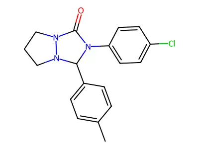 2-(4-chlorophenyl)-3-(4-methylphenyl)tetrahydro-1H,5H-pyrazolo[1,2-a][1,2,4]triazol-1-one structure