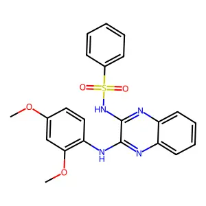 N-{3-[(2,4-dimethoxyphenyl)amino]quinoxalin-2-yl}benzenesulfonamide structure