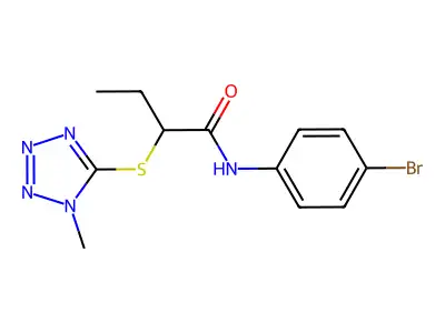 N-(4-bromophenyl)-2-(1-methyltetrazol-5-yl)sulfanylbutanamide structure