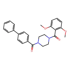 1-([1,1'-Biphenyl]-4-ylcarbonyl)-4-(2,6-dimethoxybenzoyl)piperazine structure