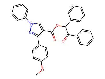 2-oxo-1,2-diphenylethyl 3-(4-methoxyphenyl)-1-phenyl-1H-pyrazole-4-carboxylate structure