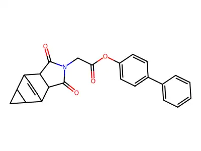 biphenyl-4-yl (1,3-dioxooctahydro-4,6-ethenocyclopropa[f]isoindol-2(1H)-yl)acetate structure