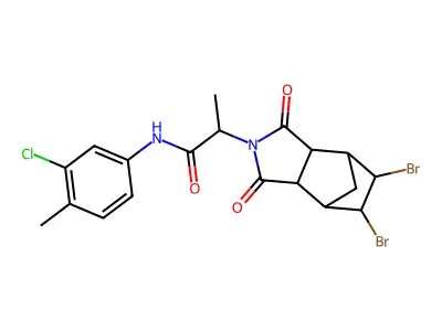 N-(3-chloro-4-methylphenyl)-2-(8,9-dibromo-3,5-dioxo-4-azatricyclo[5.2.1.0~2,6~]dec-4-yl)propanamide structure