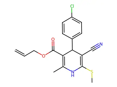 prop-2-en-1-yl 4-(4-chlorophenyl)-5-cyano-2-methyl-6-(methylsulfanyl)-1,4-dihydropyridine-3-carboxylate structure