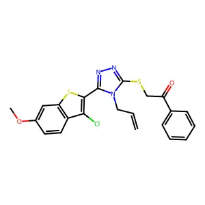 2-{[5-(3-chloro-6-methoxy-1-benzothiophen-2-yl)-4-(prop-2-en-1-yl)-4H-1,2,4-triazol-3-yl]sulfanyl}-1-phenylethanone structure