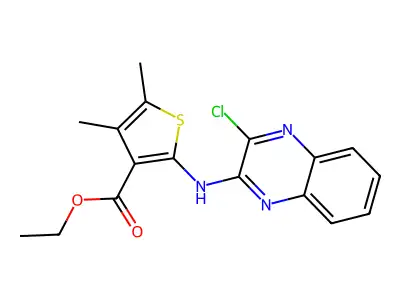 Ethyl 2-[(3-chloroquinoxalin-2-yl)amino]-4,5-dimethylthiophene-3-carboxylate structure