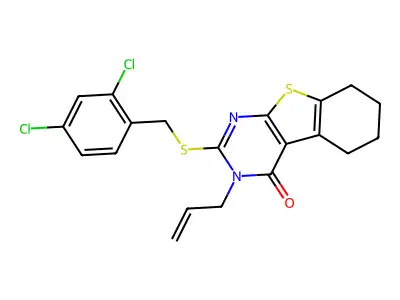 2-[(2,4-dichlorobenzyl)sulfanyl]-3-(prop-2-en-1-yl)-5,6,7,8-tetrahydro[1]benzothieno[2,3-d]pyrimidin-4(3H)-one structure