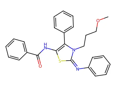 N-[(2Z)-3-(3-methoxypropyl)-4-phenyl-2-(phenylimino)-2,3-dihydro-1,3-thiazol-5-yl]benzamide structure