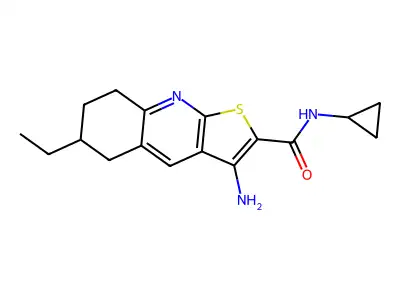 3-amino-N-cyclopropyl-6-ethyl-5,6,7,8-tetrahydrothieno[2,3-b]quinoline-2-carboxamide structure