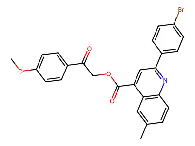 [2-(4-methoxyphenyl)-2-oxoethyl] 2-(4-bromophenyl)-6-methylquinoline-4-carboxylate structure