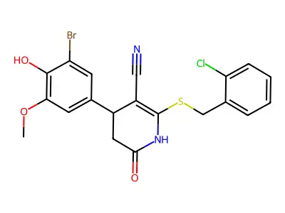 4-(3-bromo-4-hydroxy-5-methoxyphenyl)-6-[(2-chlorophenyl)methylsulfanyl]-2-oxo-3,4-dihydro-1H-pyridine-5-carbonitrile structure