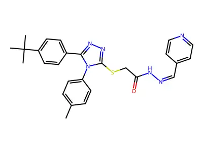 2-[[5-(4-tert-butylphenyl)-4-(4-methylphenyl)-1,2,4-triazol-3-yl]sulfanyl]-N-[(E)-pyridin-4-ylmethylideneamino]acetamide structure