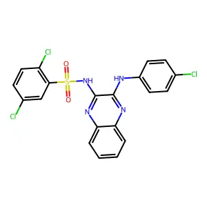 2,5-dichloro-N-{3-[(4-chlorophenyl)amino]quinoxalin-2-yl}benzenesulfonamide structure