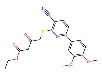 Ethyl 4-{[3-cyano-6-(3,4-dimethoxyphenyl)pyridin-2-yl]sulfanyl}-3-oxobutanoate structure