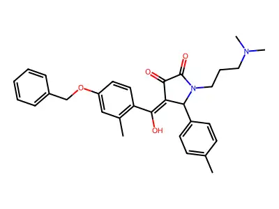 1-[3-(dimethylamino)propyl]-4-[hydroxy-(2-methyl-4-phenylmethoxyphenyl)methylidene]-5-(4-methylphenyl)pyrrolidine-2,3-dione structure